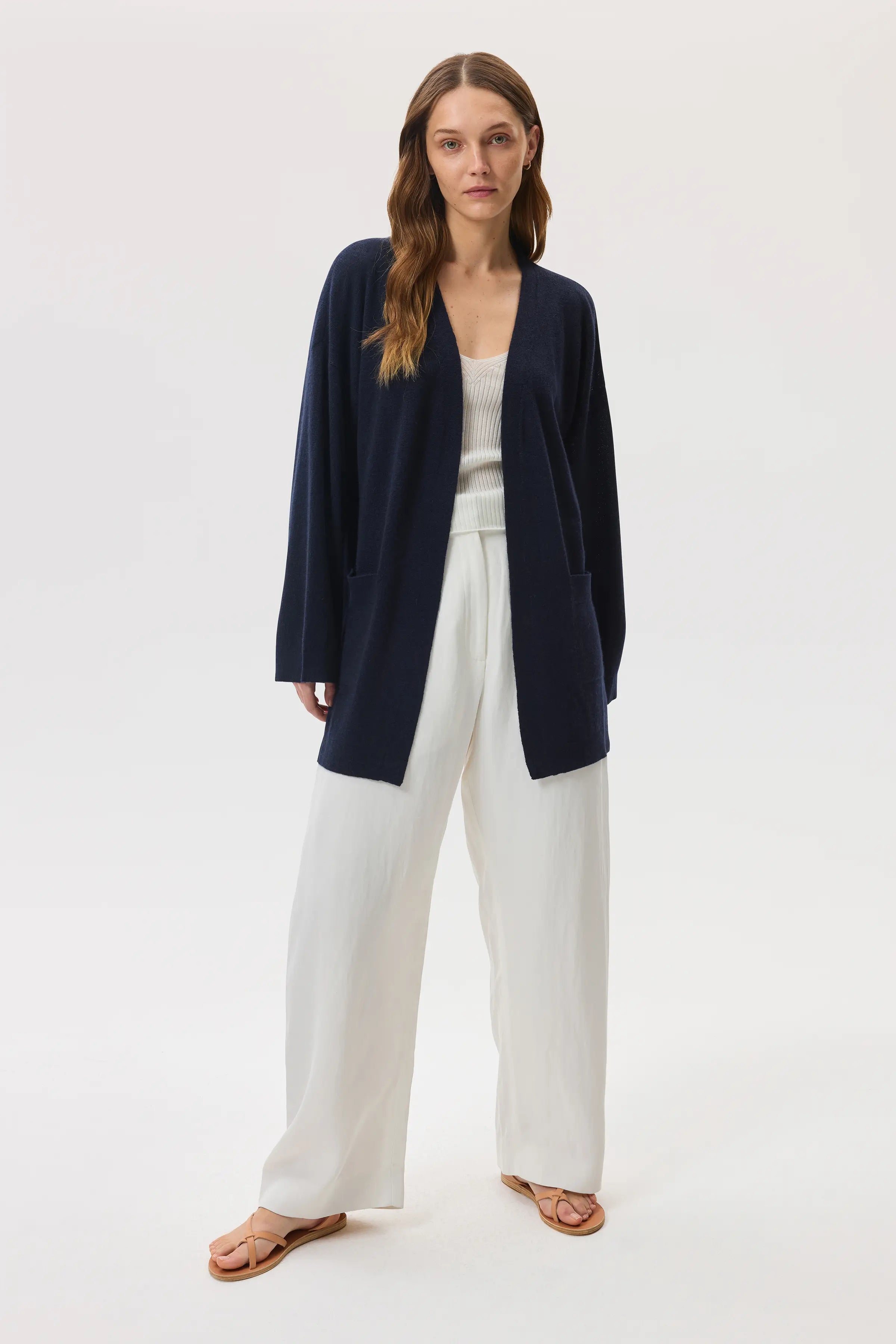 Johnstons of Elgin - Cashmere Kimono Dark Navy Cardigan