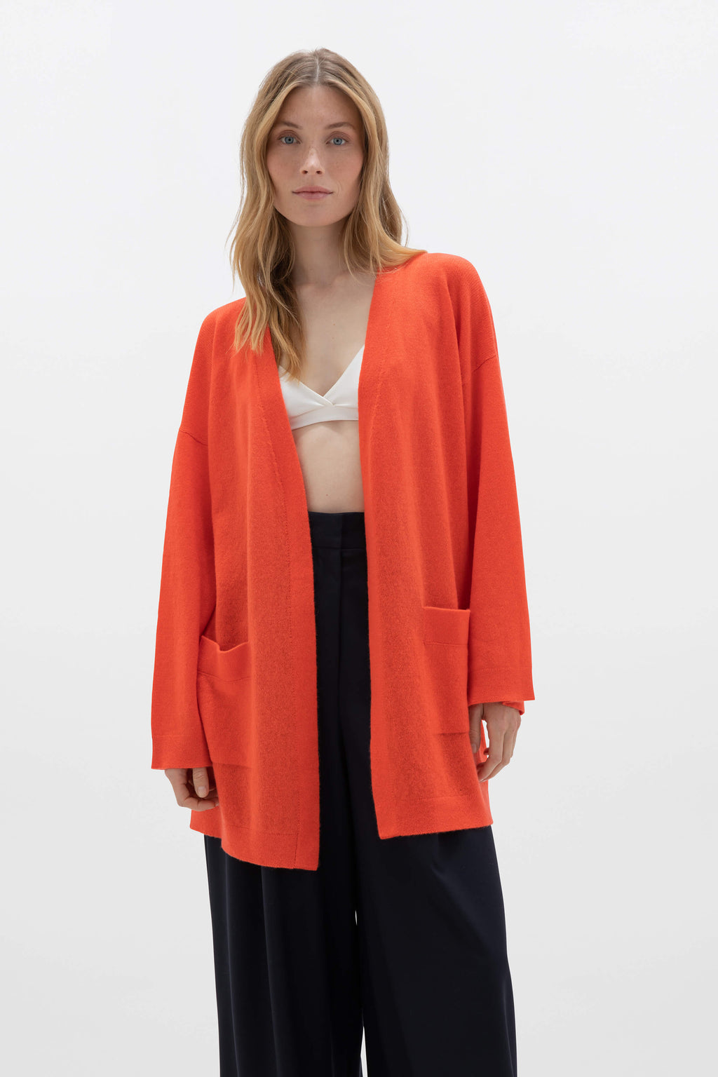 Johnstons of Elgin - Gauzy Cashmere Kimono Orange Cardigan