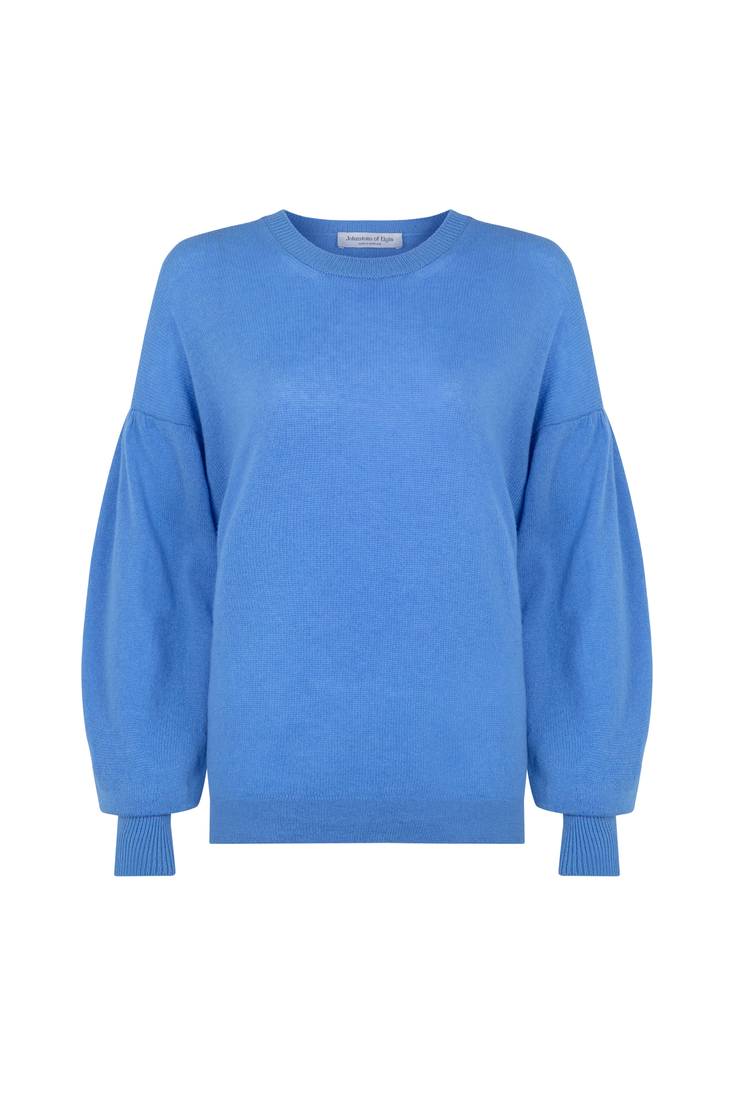 Johnstons of Elgin - Balloon Sleeve Blue Cashmere Jumper