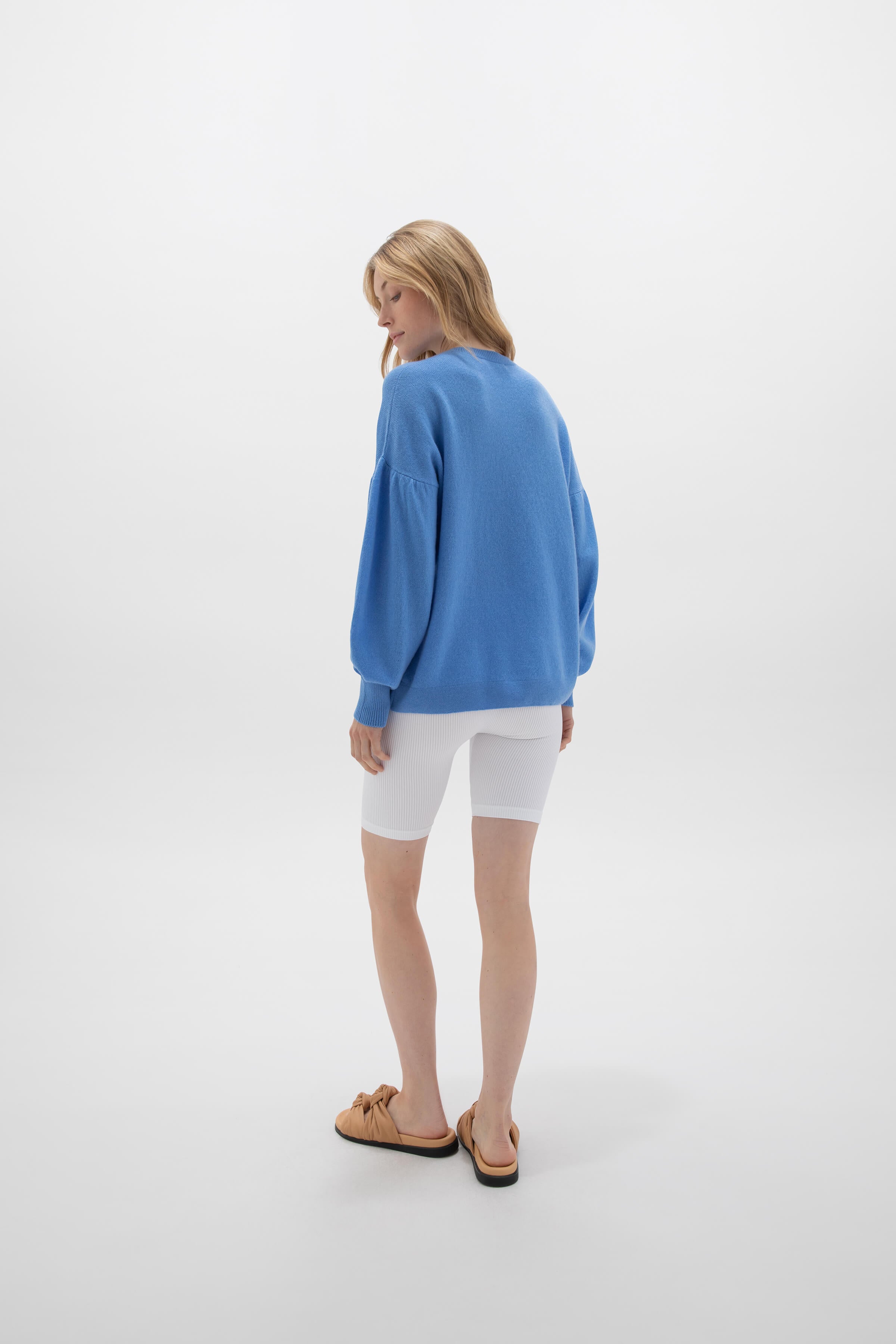 Johnstons of Elgin - Balloon Sleeve Blue Cashmere Jumper