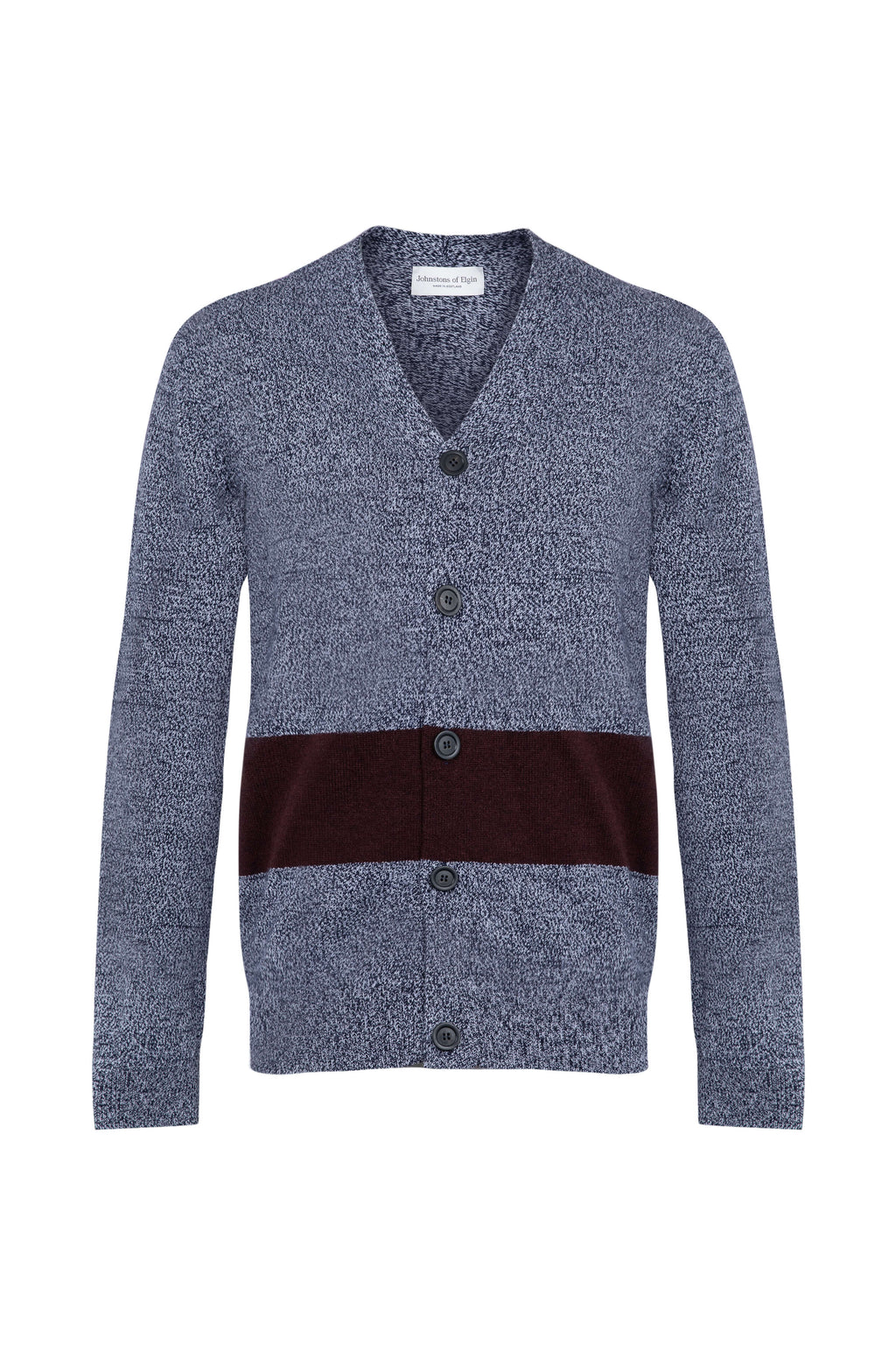 Johnstons of Elgin - Colour Block Blue Cashmere Cardigan