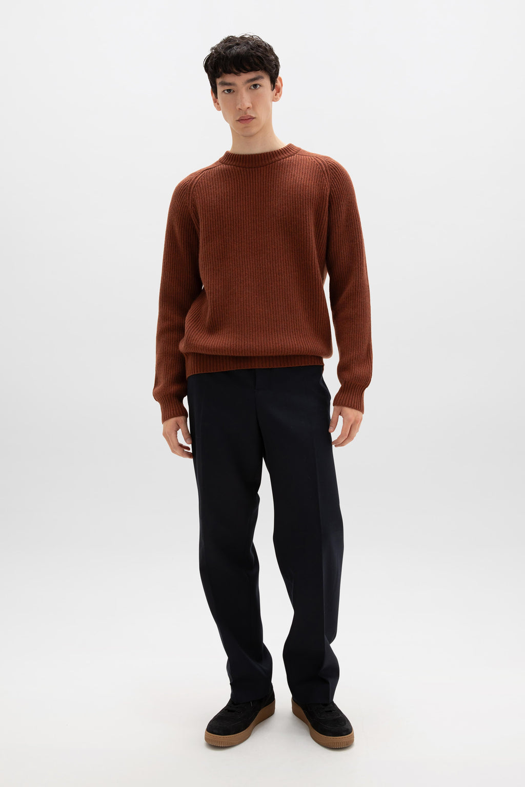 Johnstons of Elgin - Contrast Neck Red Cashmere Jumper