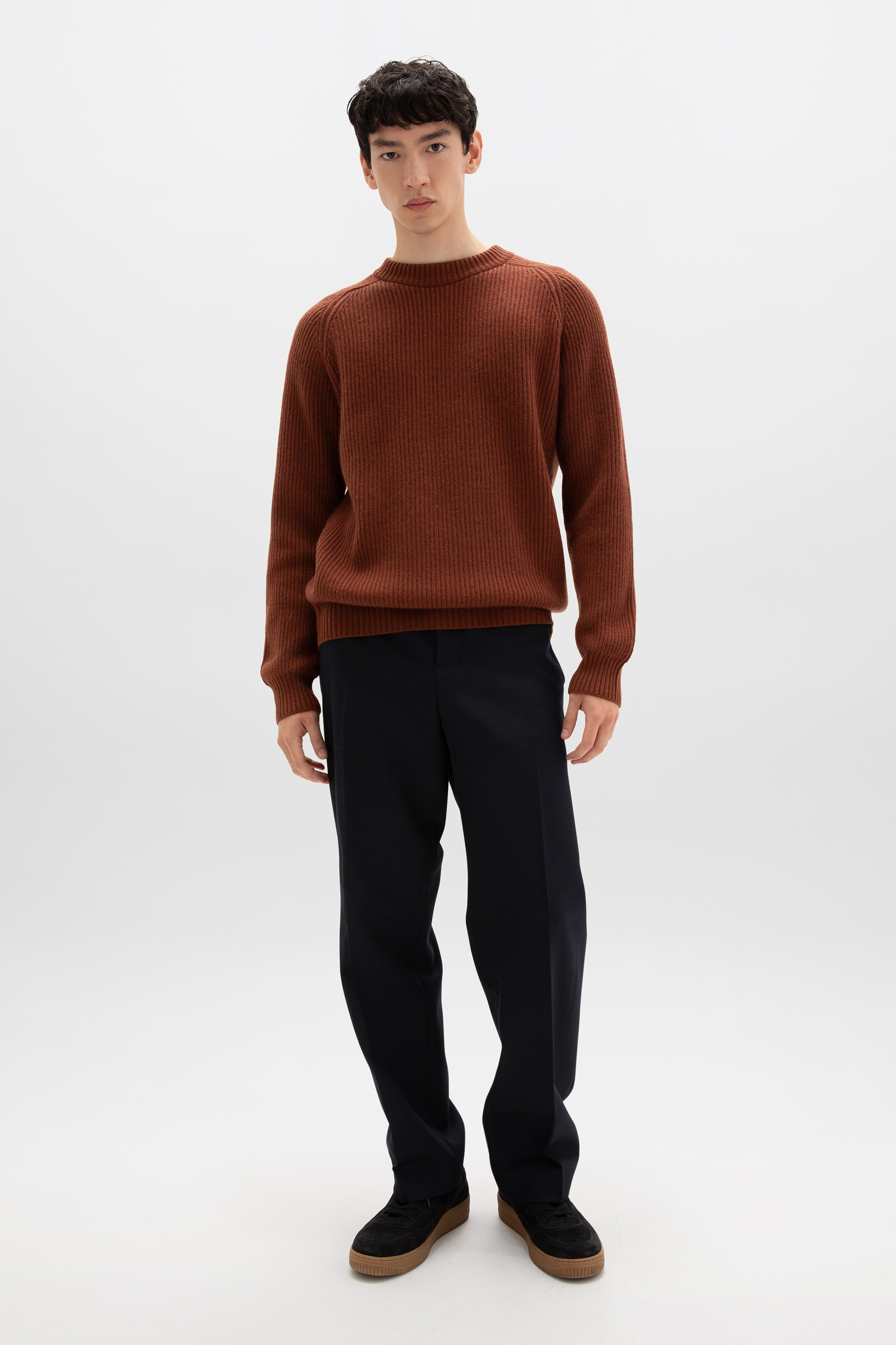 Johnstons of Elgin - Contrast Neck Red Cashmere Jumper