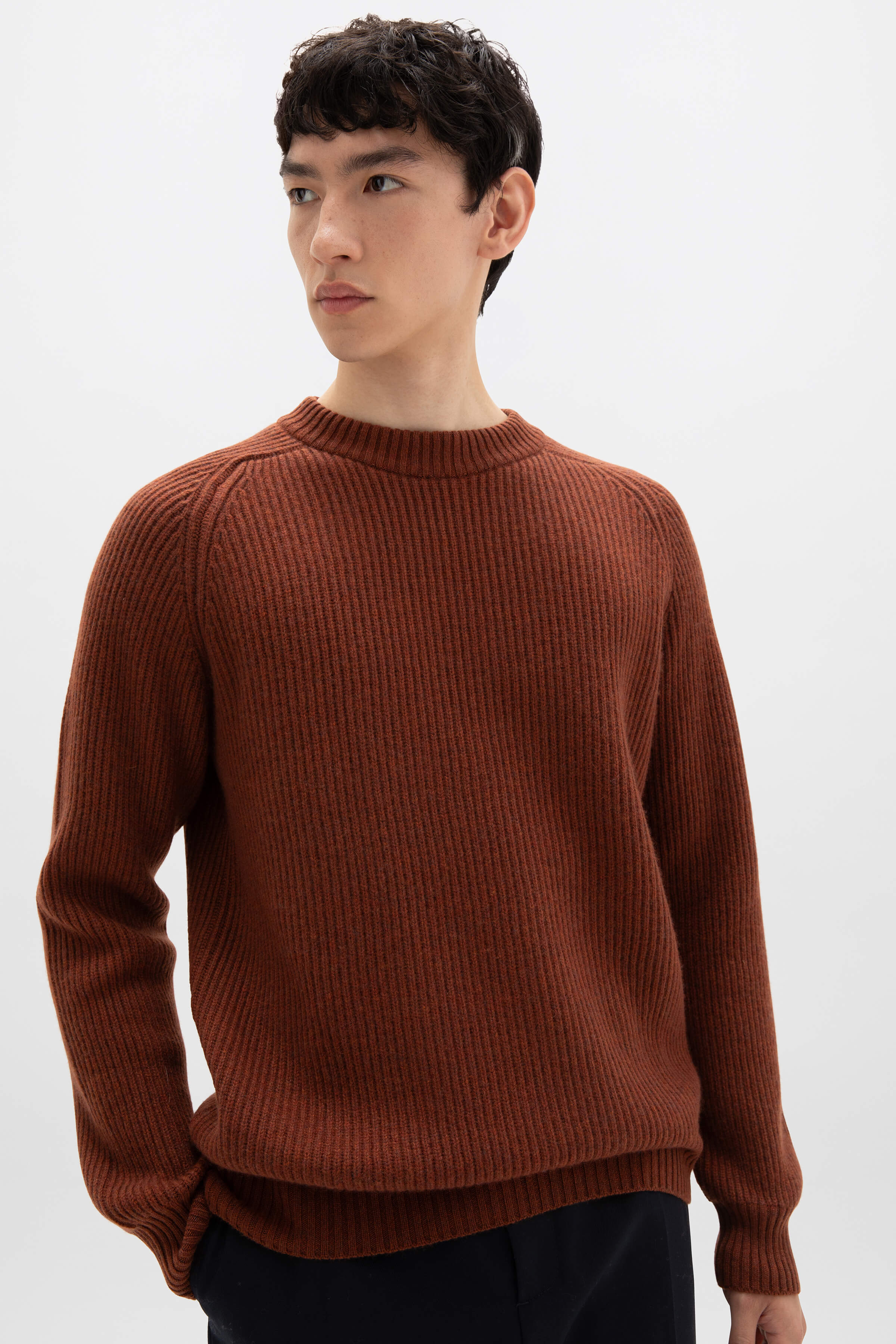 Johnstons of Elgin - Contrast Neck Red Cashmere Jumper