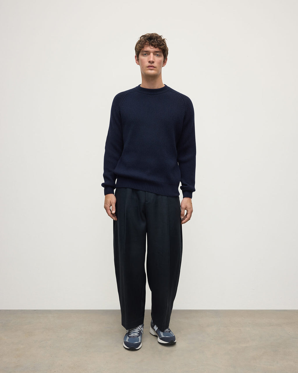 Johnstons of Elgin - Contrast Neck Dark Navy Cashmere Jumper