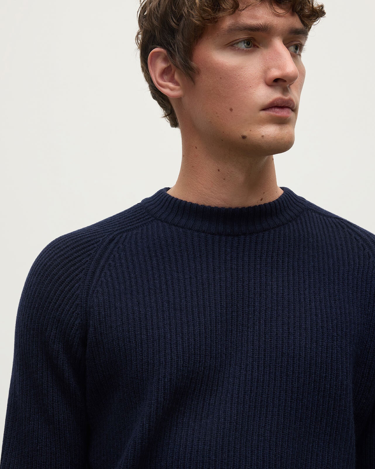 Johnstons of Elgin - Contrast Neck Dark Navy Cashmere Jumper