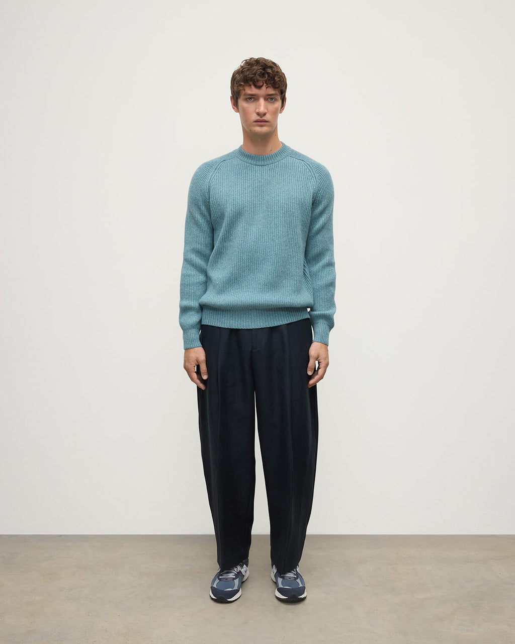 Johnstons of Elgin - Contrast Neck Green Cashmere Jumper