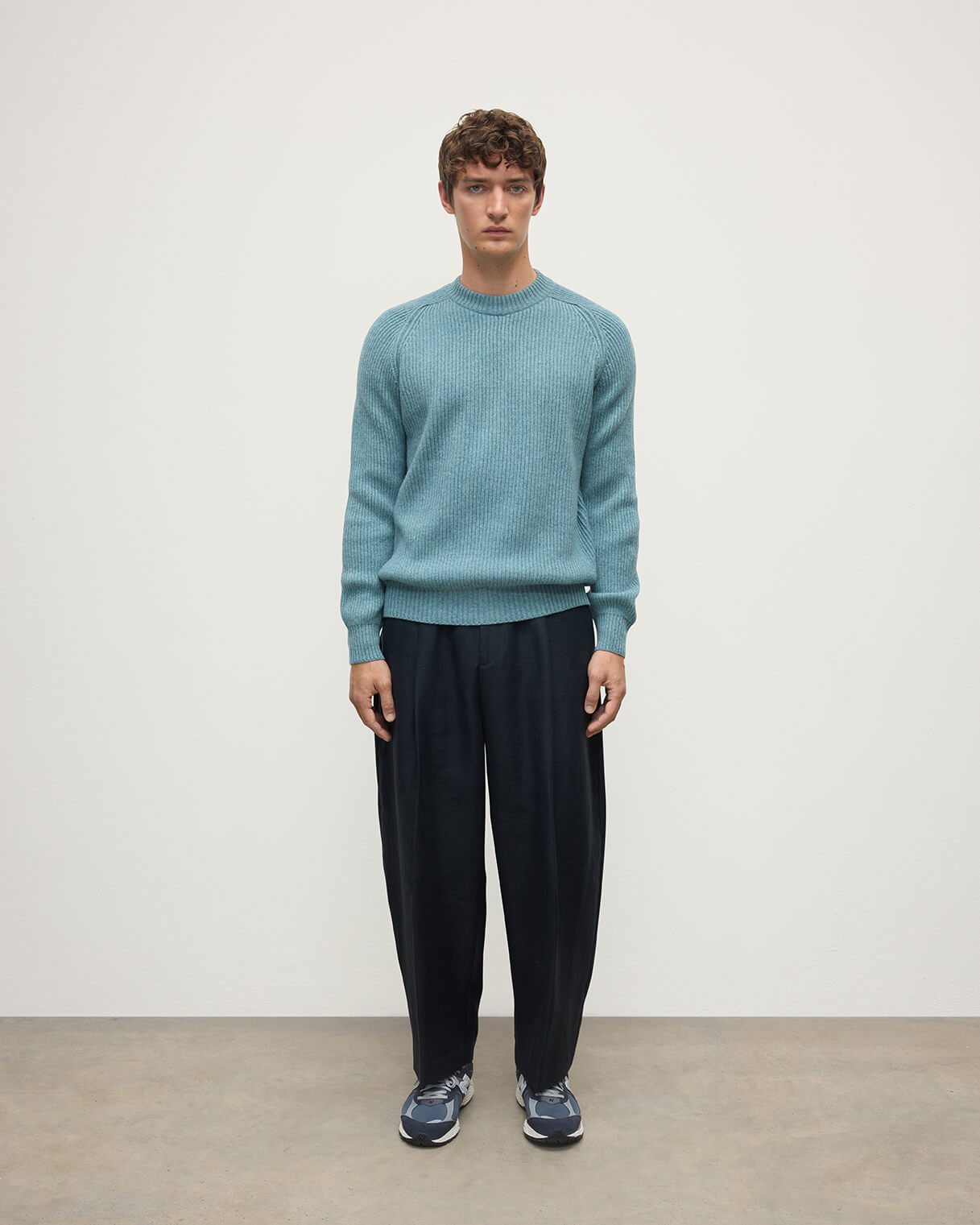 Johnstons of Elgin - Contrast Neck Green Cashmere Jumper