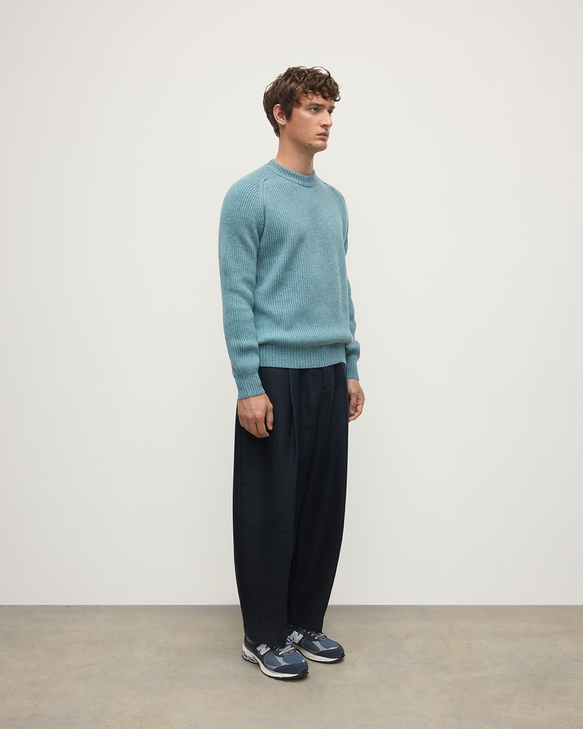 Johnstons of Elgin - Contrast Neck Green Cashmere Jumper