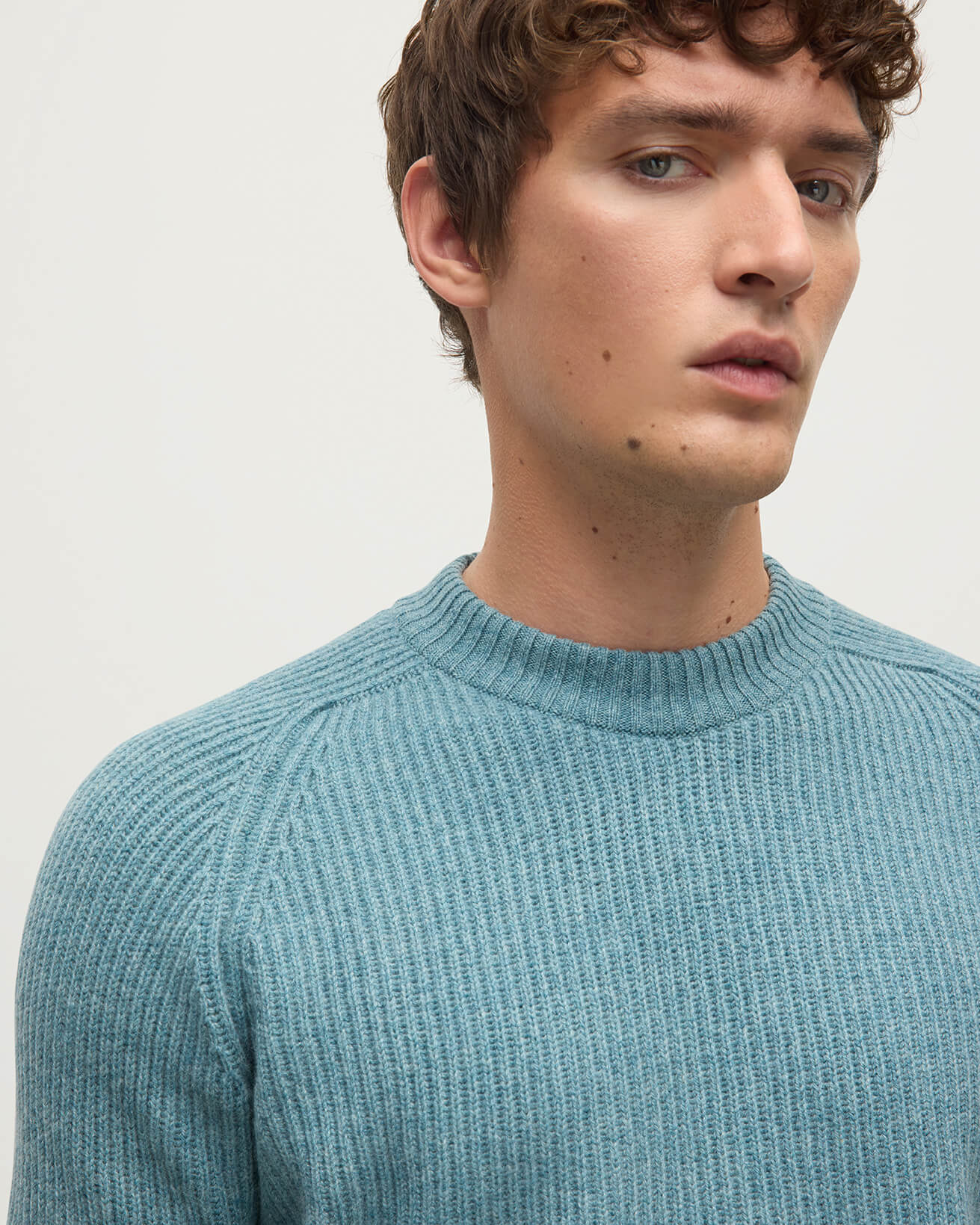 Johnstons of Elgin - Contrast Neck Green Cashmere Jumper