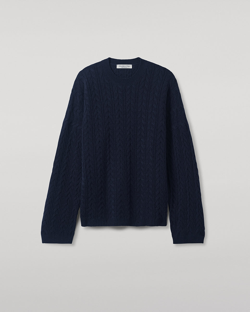 Johnstons of Elgin - Cable Knit Dark Navy Cashmere Jumper
