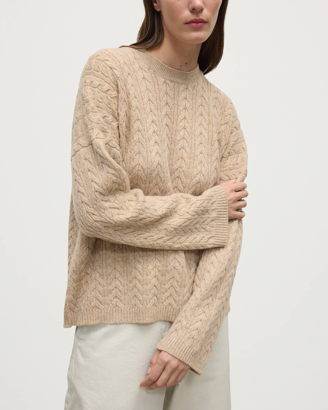 Johnstons of Elgin - Cable Knit Natural Cashmere Jumper