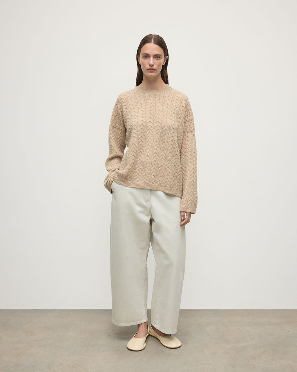 Johnstons of Elgin - Cable Knit Natural Cashmere Jumper