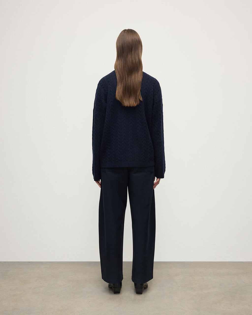 Johnstons of Elgin - Cable Knit Dark Navy Cashmere Jumper