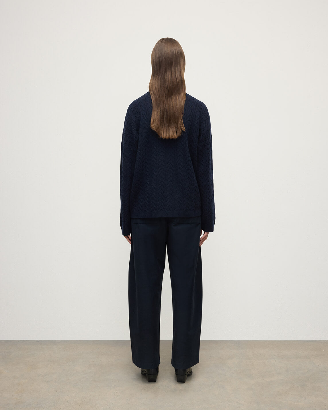 Johnstons of Elgin - Cable Knit Dark Navy Cashmere Jumper