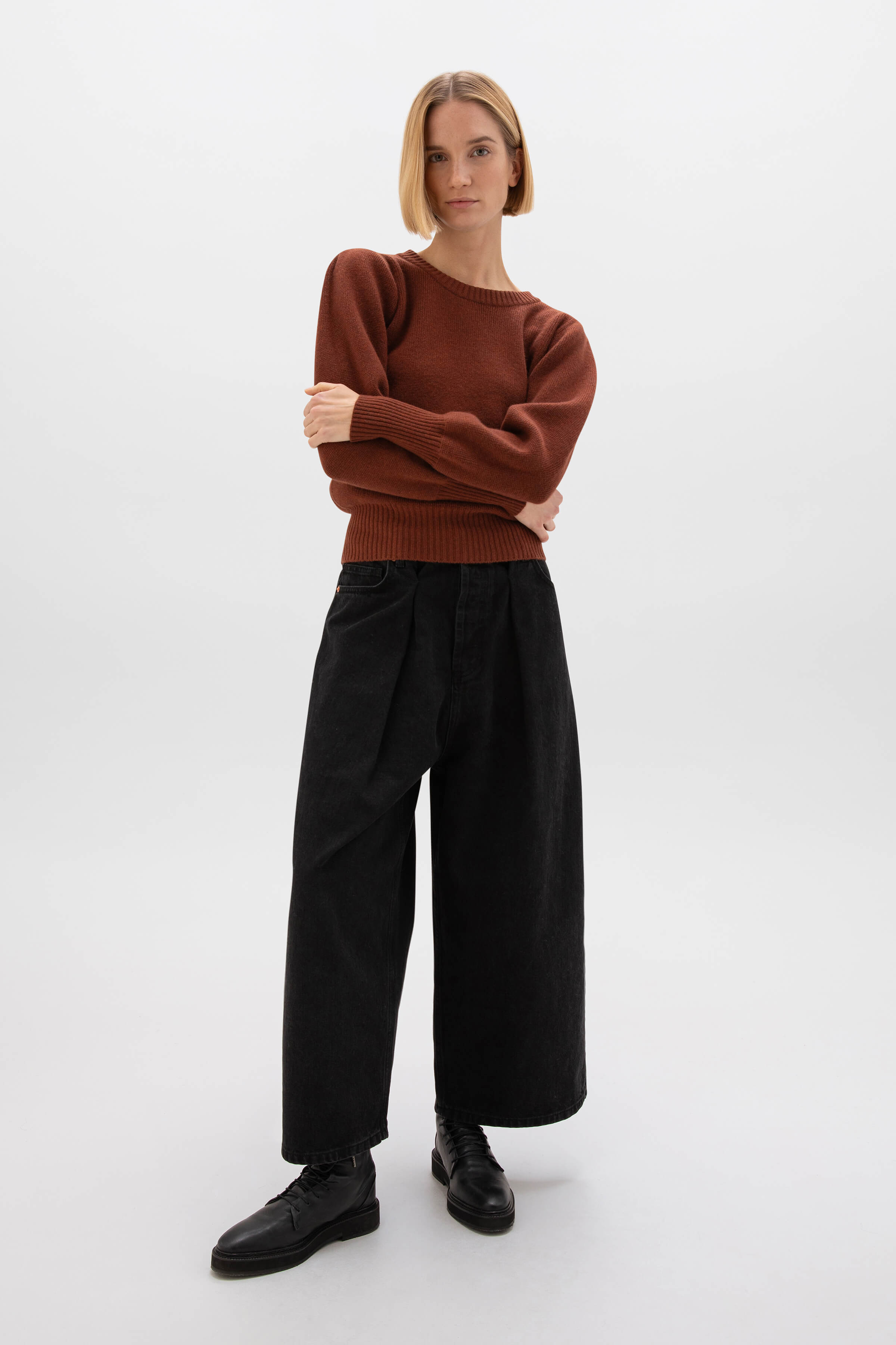 Johnstons of Elgin - Puff Sleeve Red Cashmere Jumper