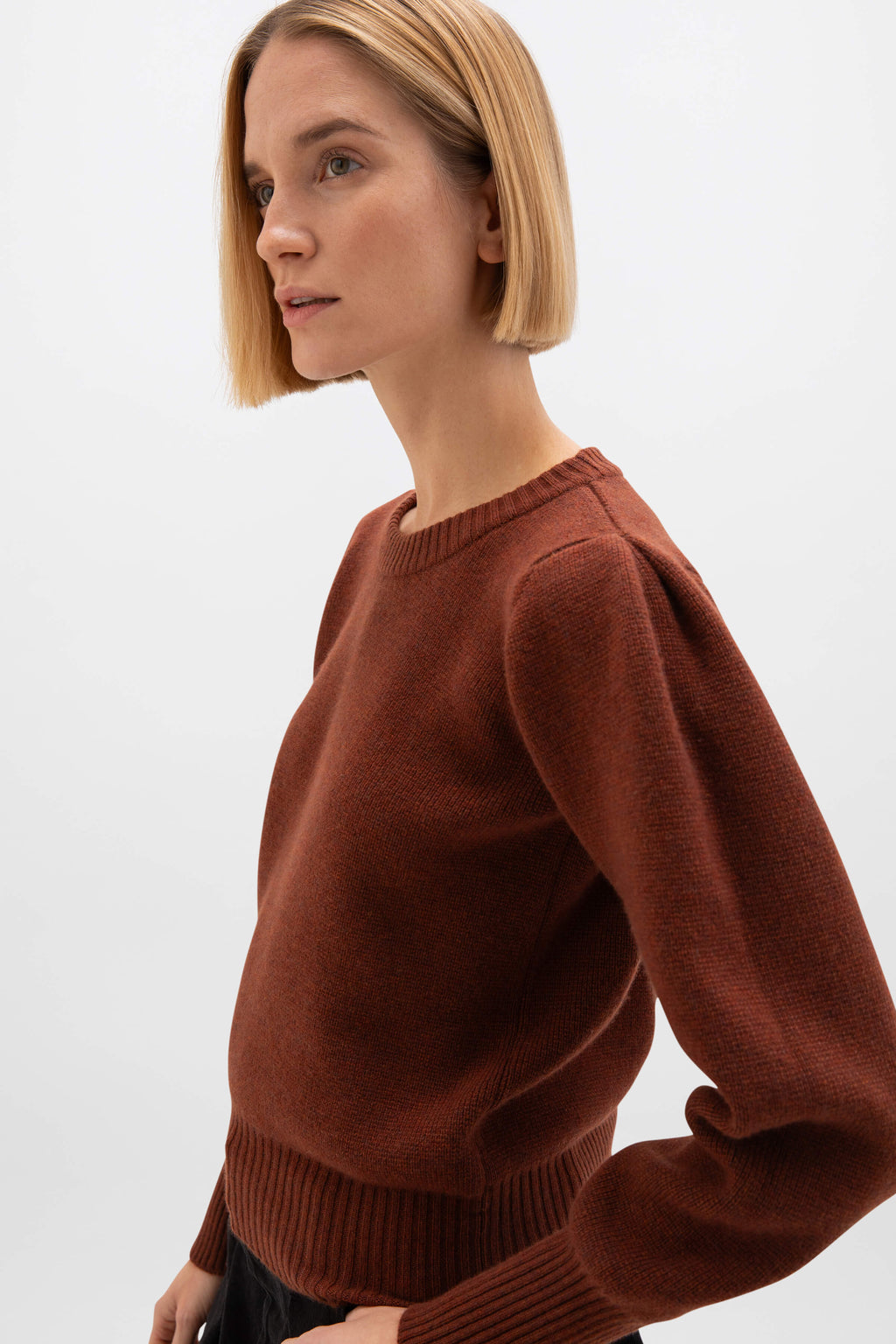 Johnstons of Elgin - Puff Sleeve Red Cashmere Jumper