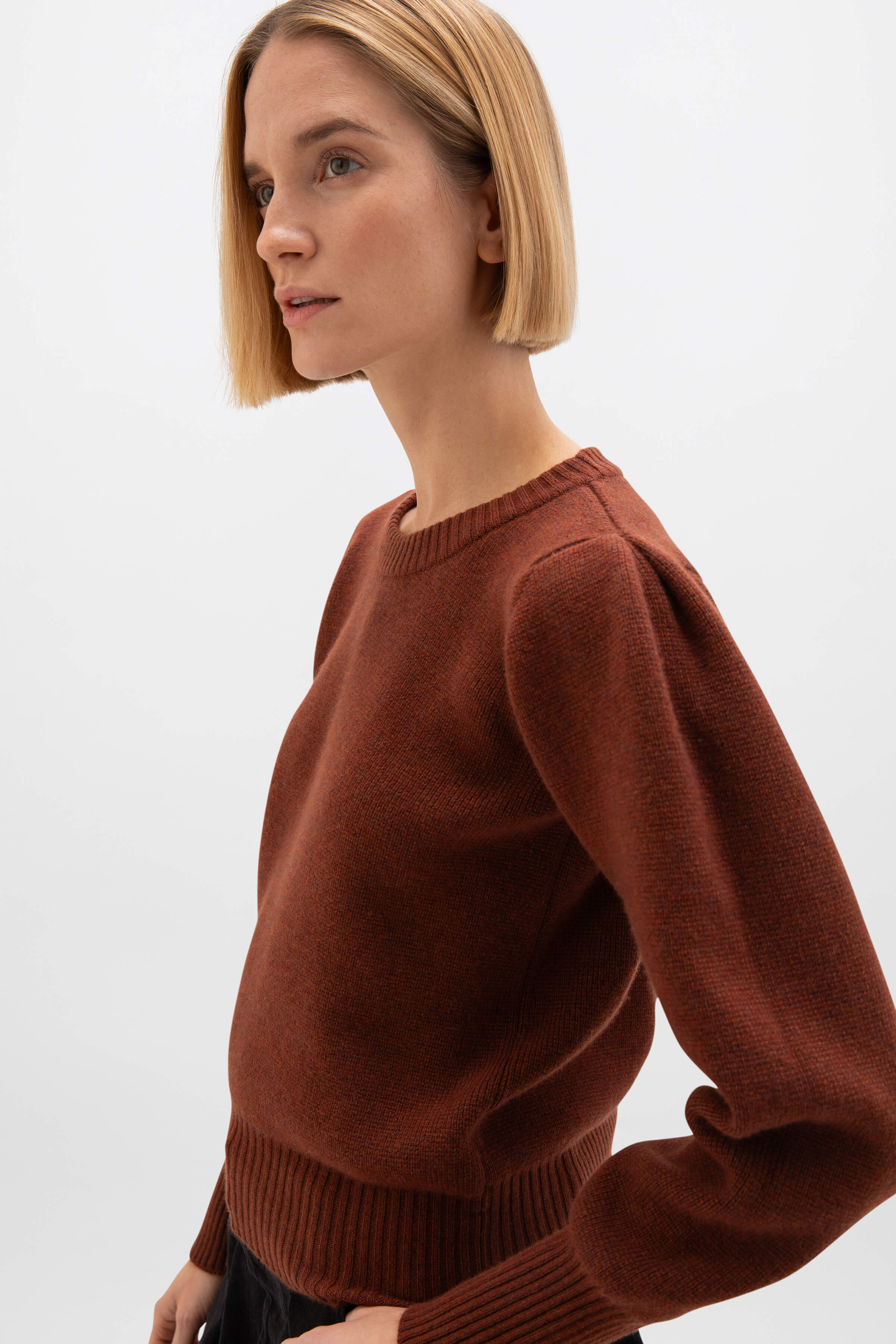 Johnstons of Elgin - Puff Sleeve Red Cashmere Jumper