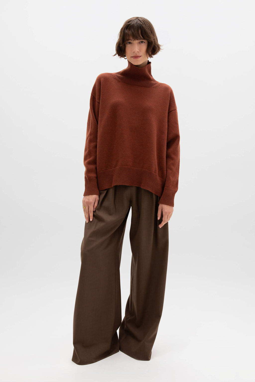 Johnstons of Elgin - Cashmere Red Roll Neck Jumper