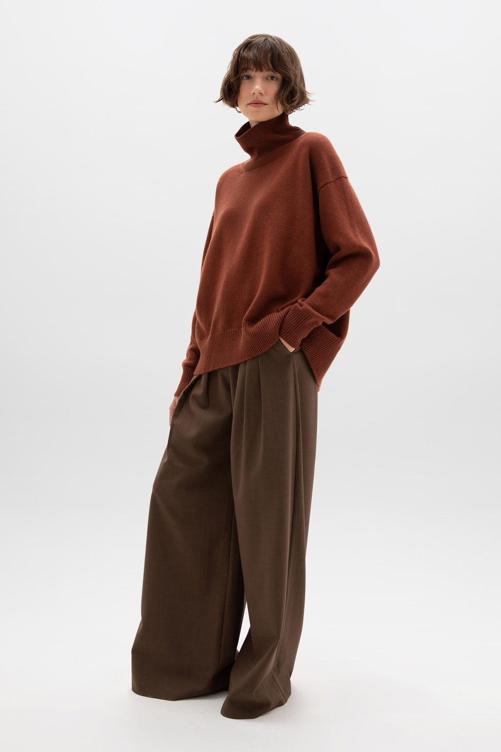 Johnstons of Elgin - Cashmere Red Roll Neck Jumper