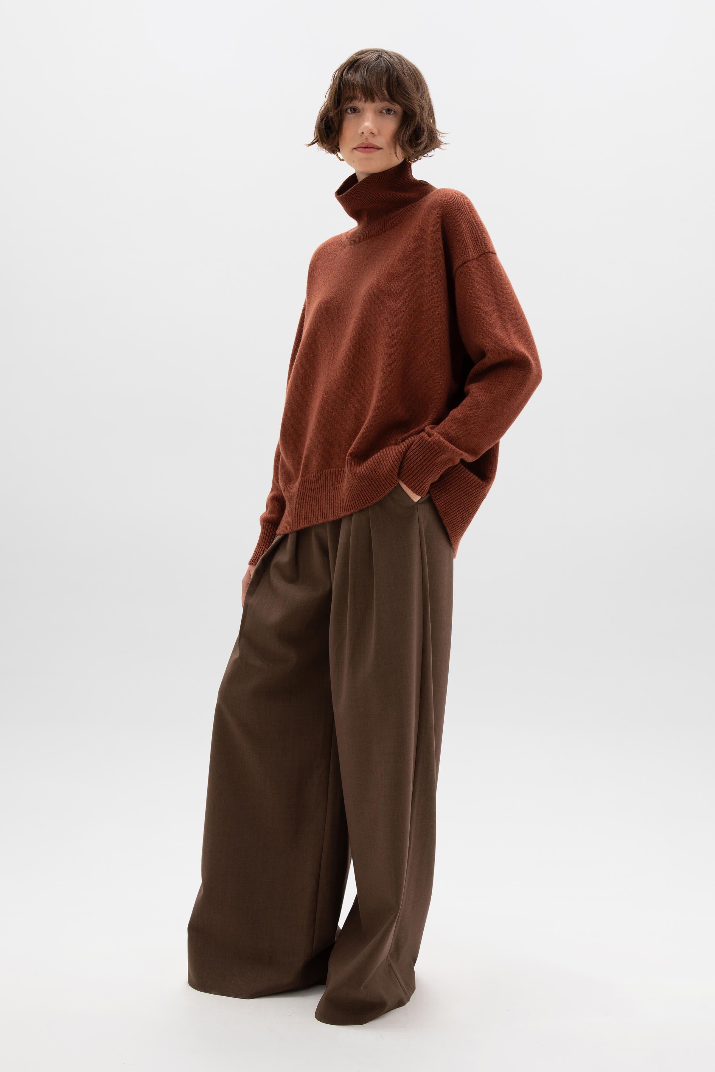 Johnstons of Elgin - Cashmere Red Roll Neck Jumper