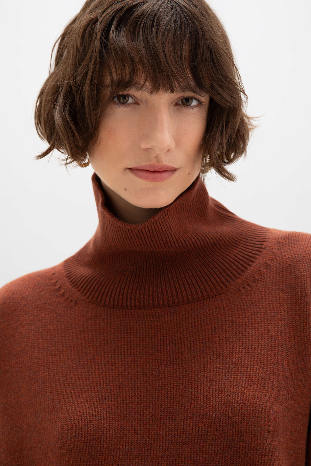 Johnstons of Elgin - Cashmere Red Roll Neck Jumper