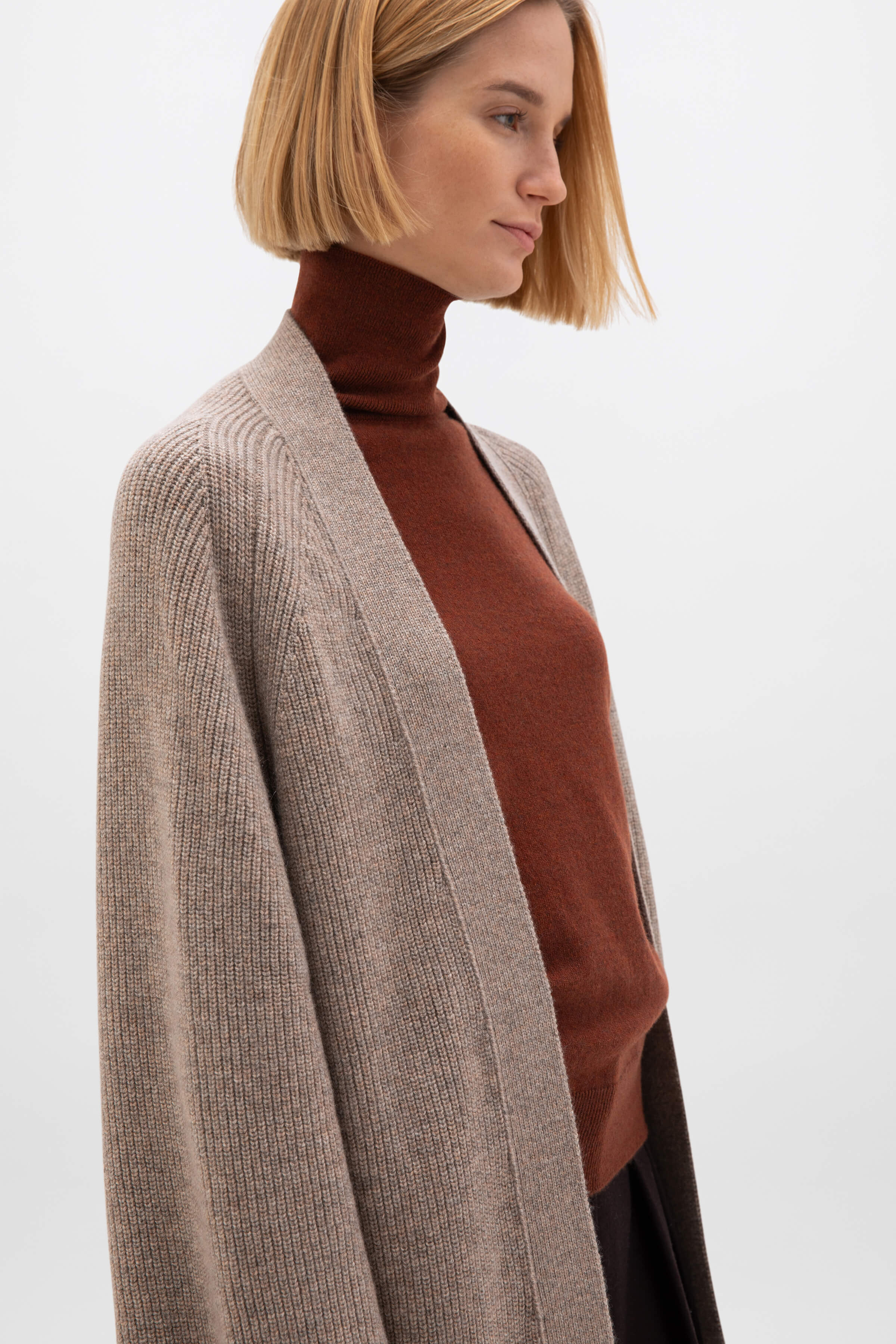 Johnstons of Elgin - Cashmere Light Brown Cape Cardigan