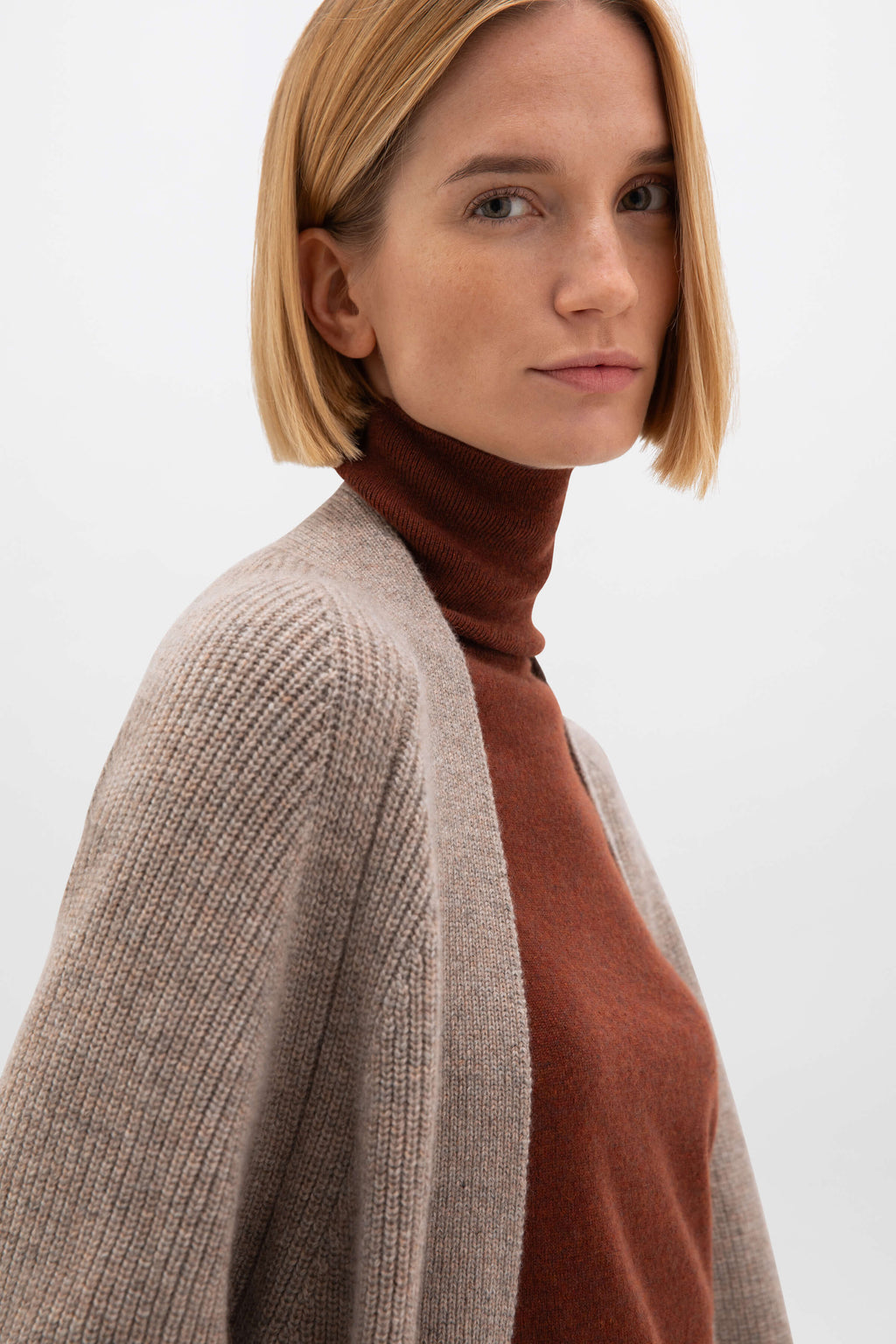 Johnstons of Elgin - Cashmere Light Brown Cape Cardigan