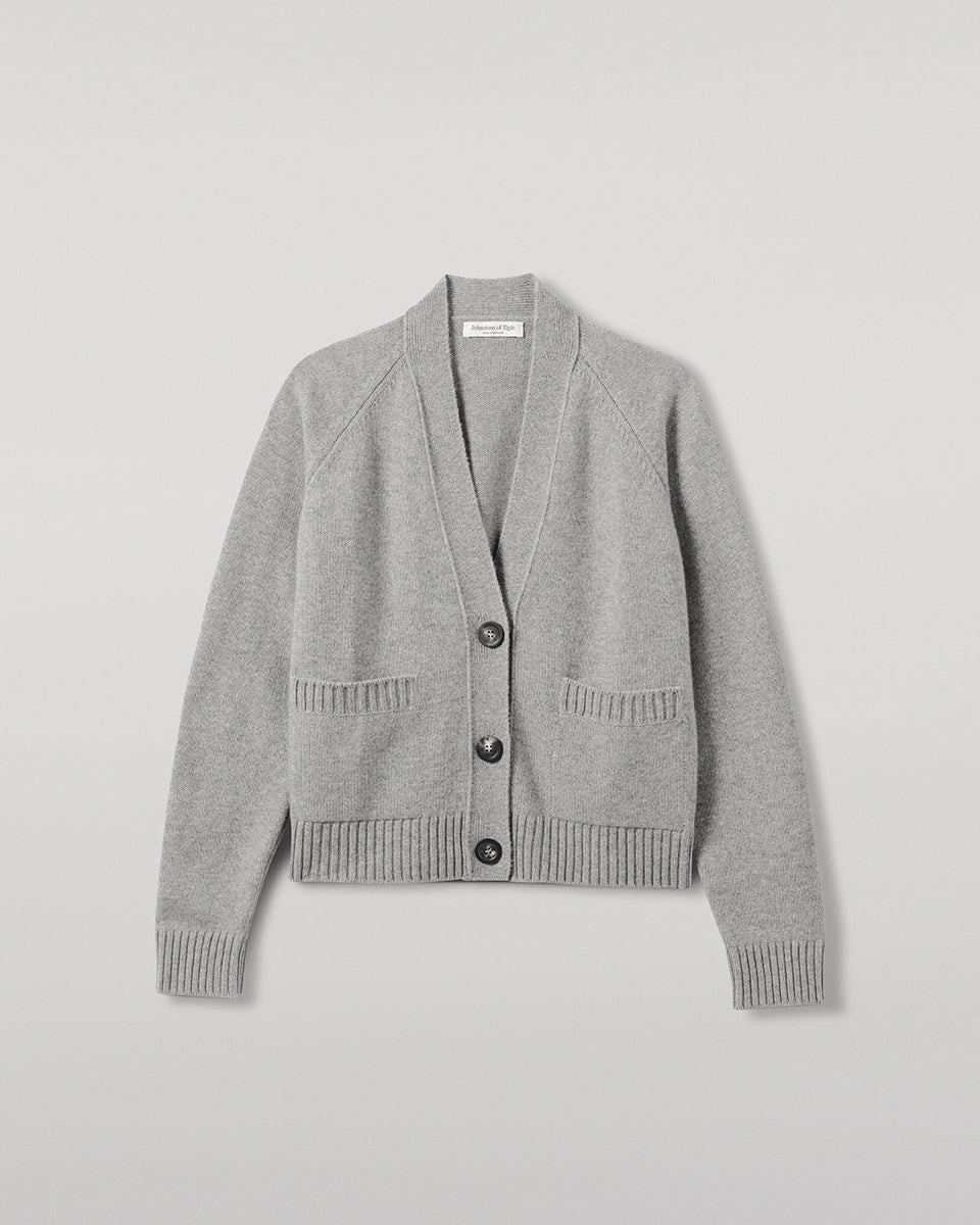 Johnstons of Elgin - Relaxed Fit Light Grey Cashmere Cardigan
