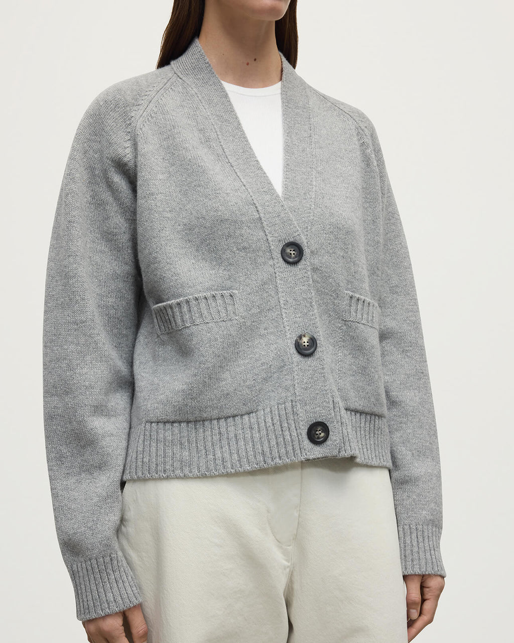 Johnstons of Elgin - Relaxed Fit Light Grey Cashmere Cardigan