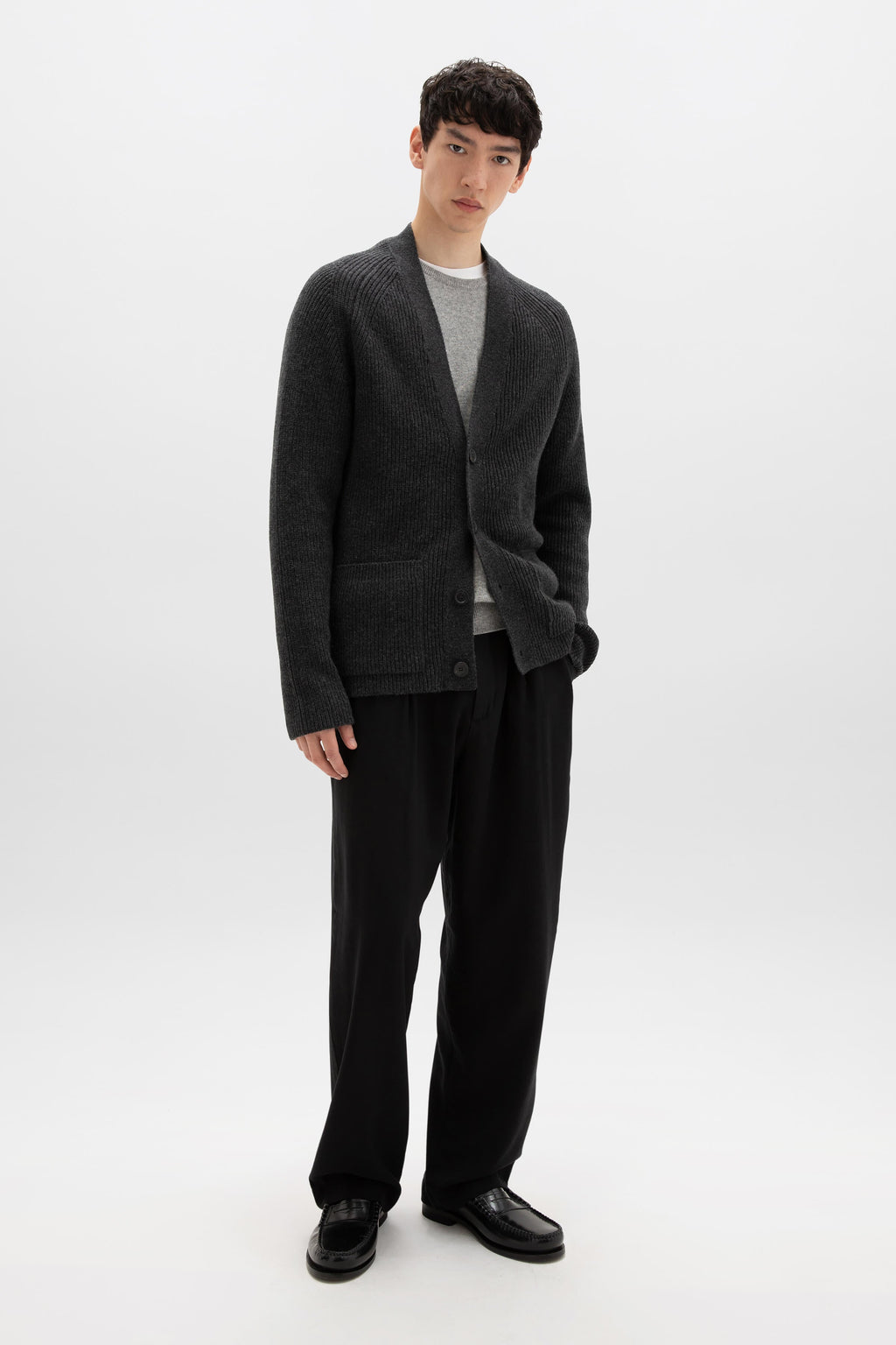 Johnstons of Elgin - Relaxed Dark Grey Cashmere Cardigan