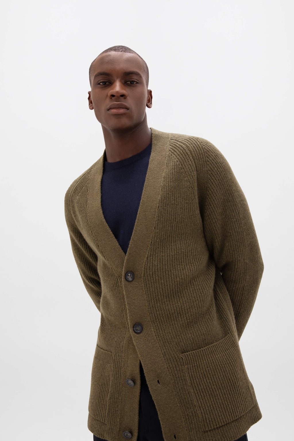 Johnstons of Elgin - Relaxed Olive Green Cashmere Cardigan