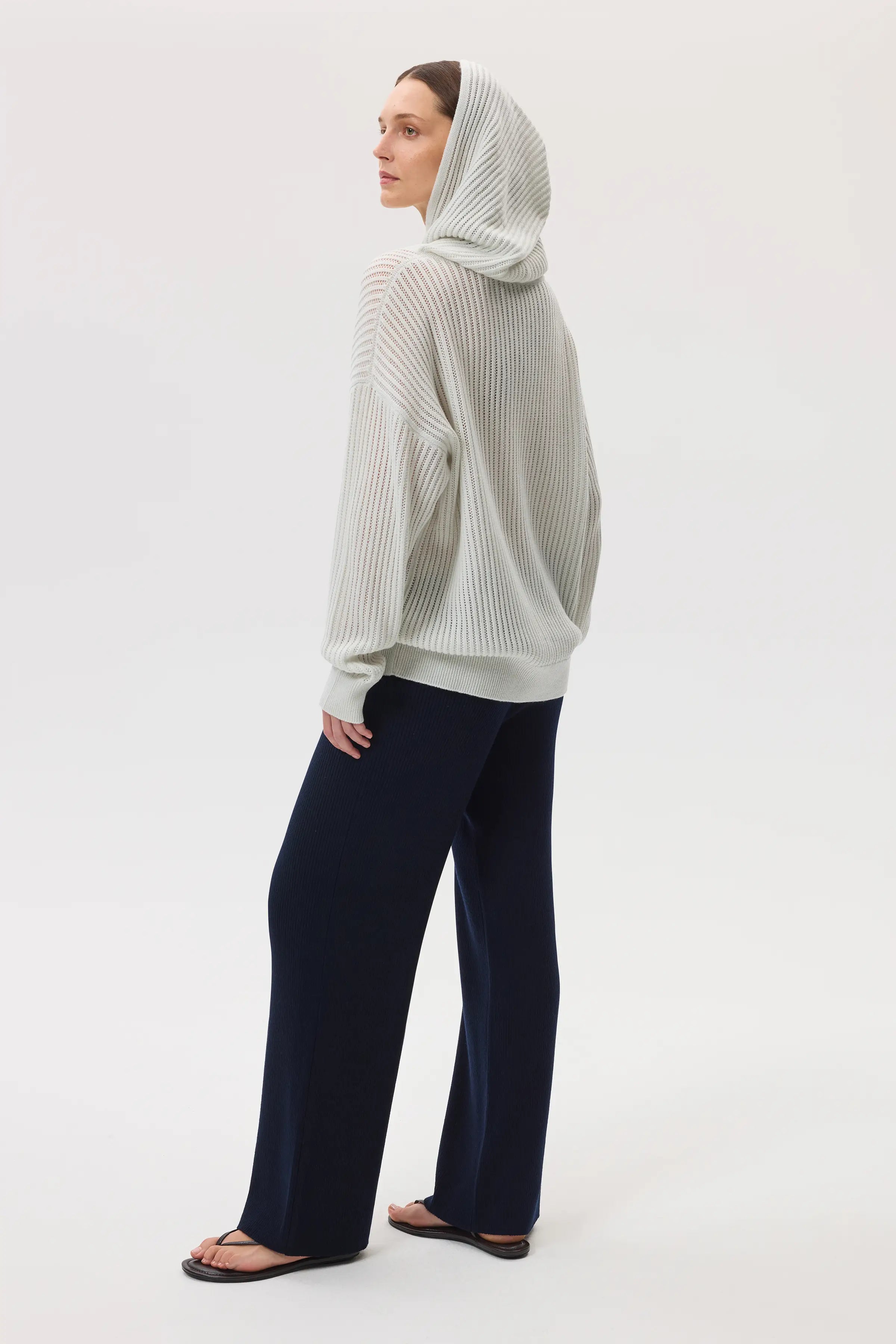 Johnstons of Elgin - Mesh Rib Cashmere White Hoodie