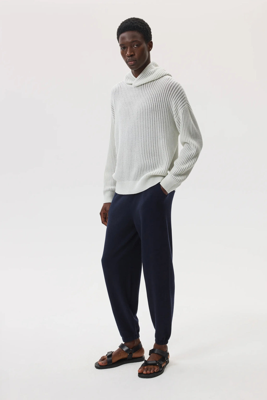 Johnstons of Elgin - Mesh Rib Cashmere White Hoodie