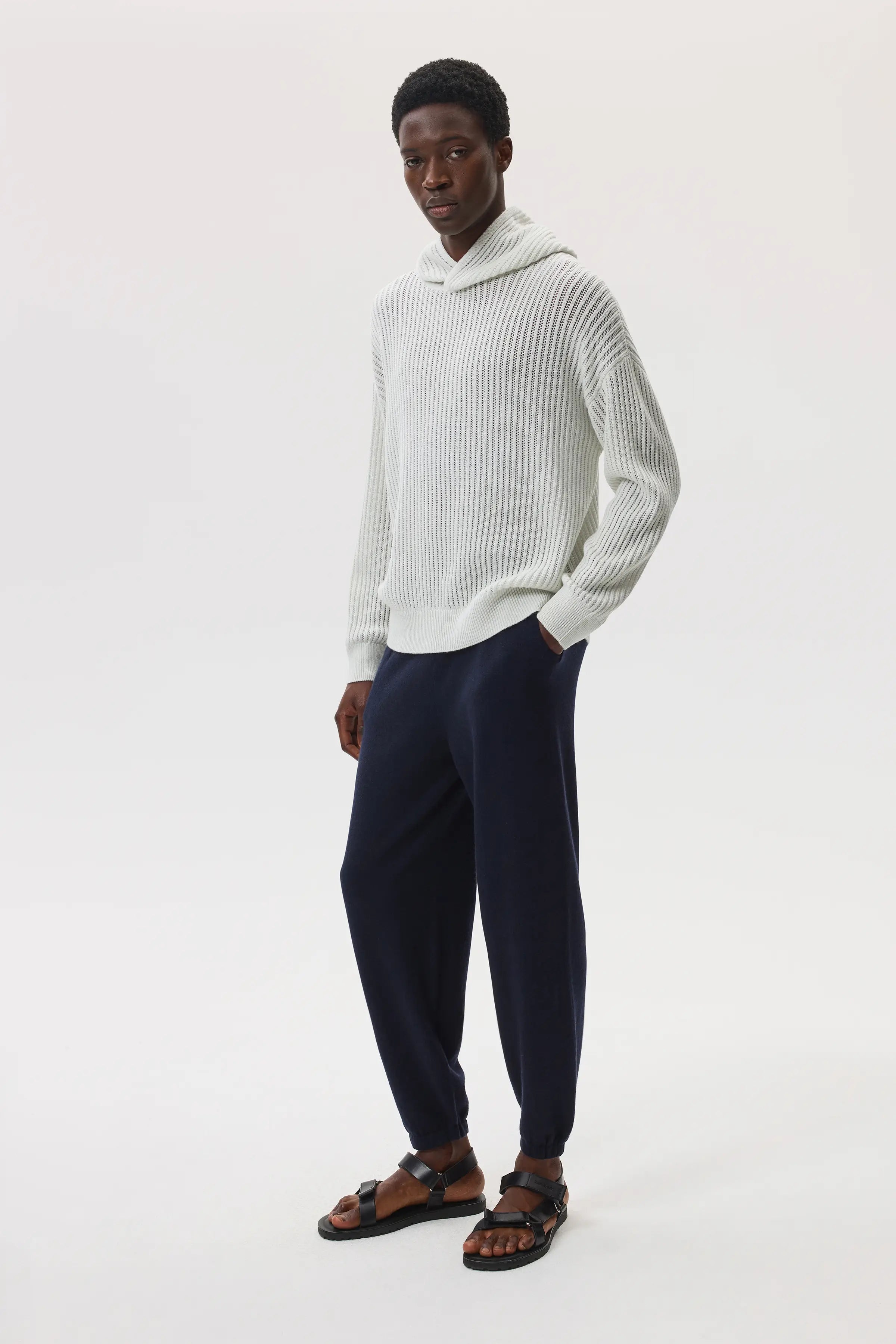 Johnstons of Elgin - Mesh Rib Cashmere White Hoodie