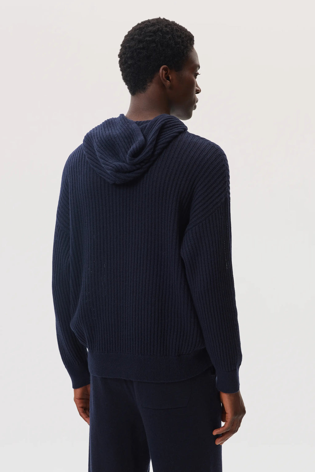 Johnstons of Elgin - Mesh Rib Cashmere Dark Navy Hoodie