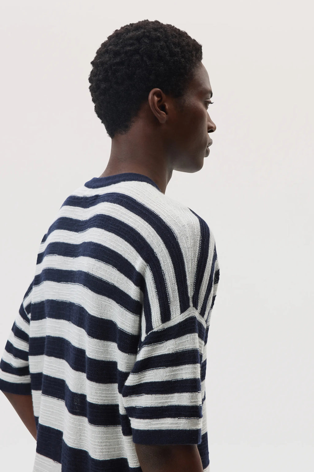 Johnstons of Elgin - Textured Stripe Oversized Cashmere T - Shirt