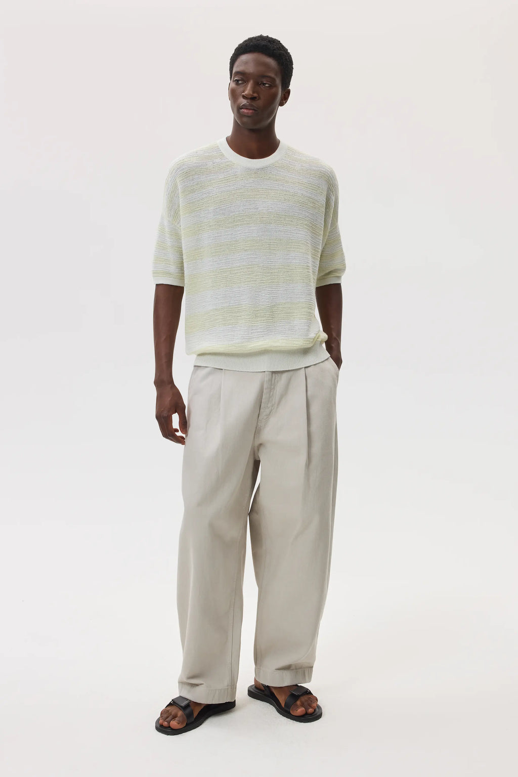 Johnstons of Elgin - Textured Stripe Oversized Cashmere T - Shirt