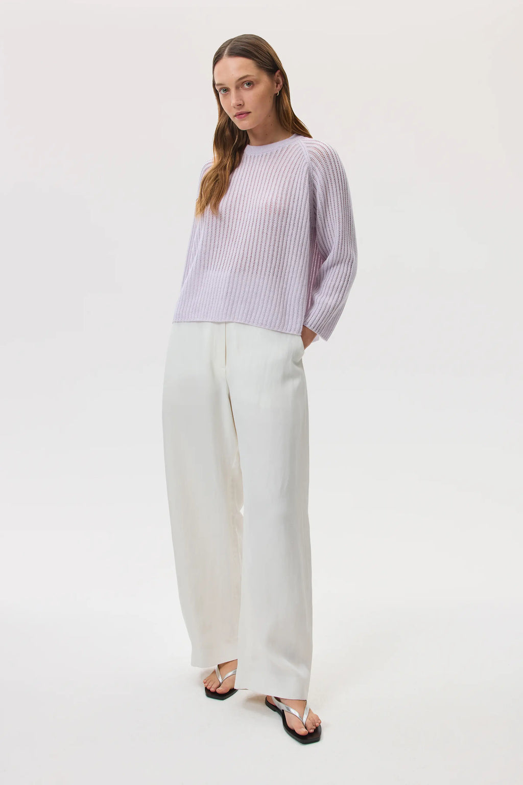 Johnstons of Elgin - Mesh Rib Light Purple Cashmere Jumper