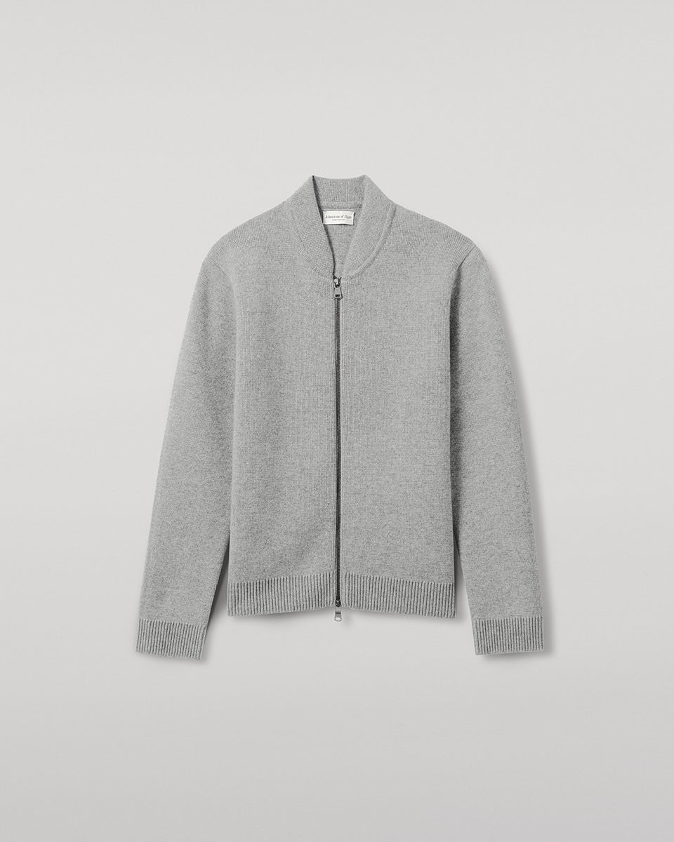 Johnstons of Elgin - Cashmere Milano Stitch Light Grey Zip Jacket