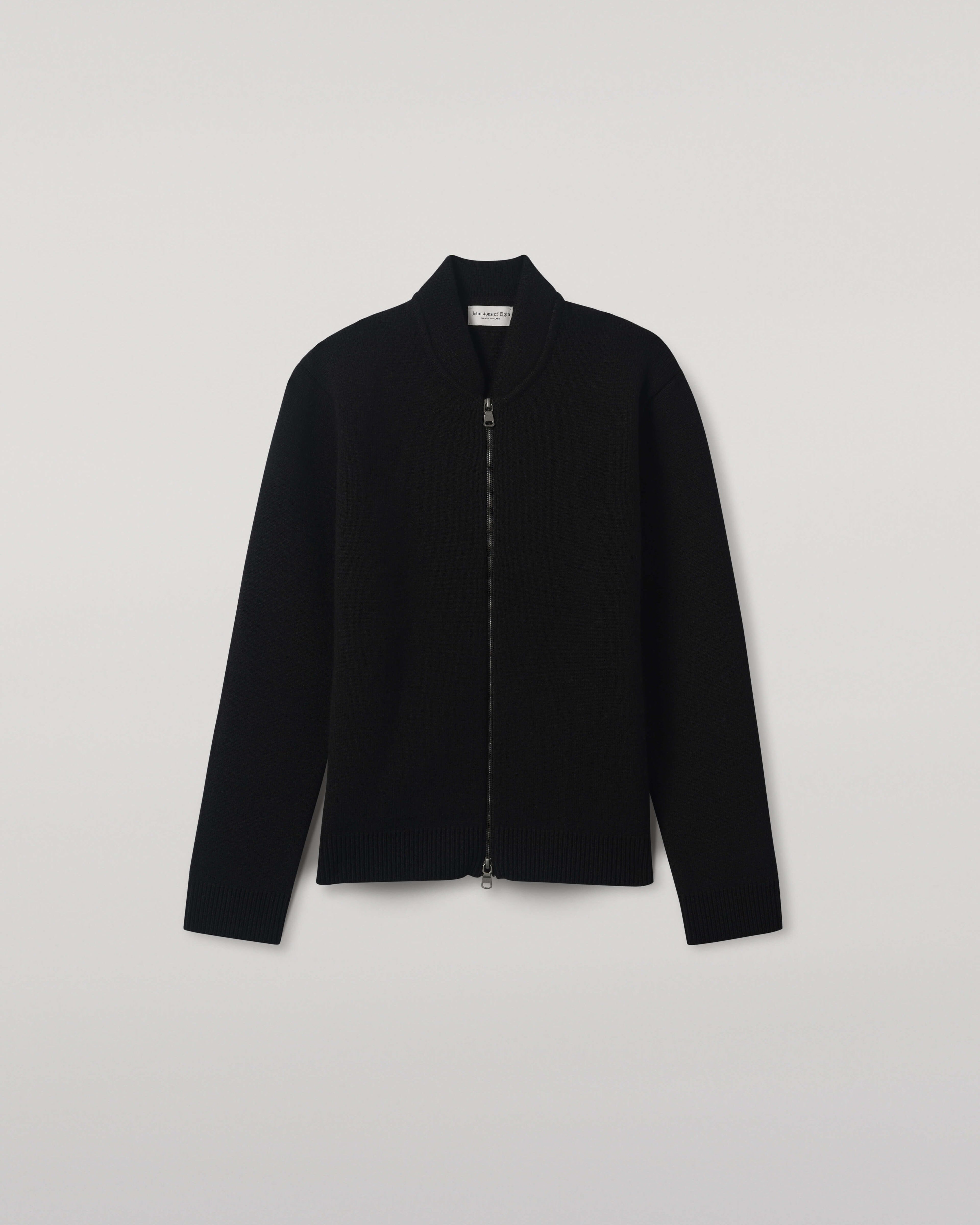 Johnstons of Elgin - Cashmere Milano Stitch Black Zip Jacket