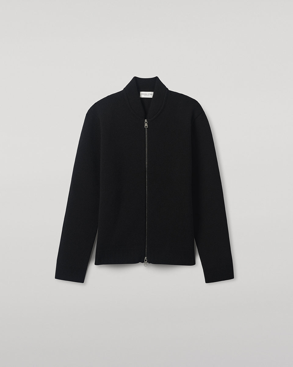 Johnstons of Elgin - Milano Stitch Black Cashmere Baseball Jacket