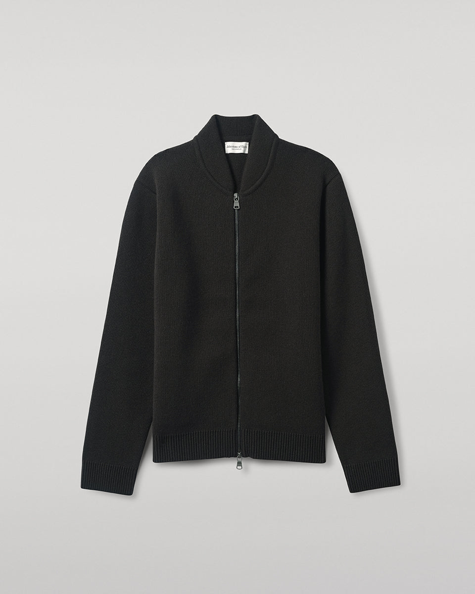 Johnstons of Elgin - Cashmere Milano Stitch Dark Grey Zip Jacket