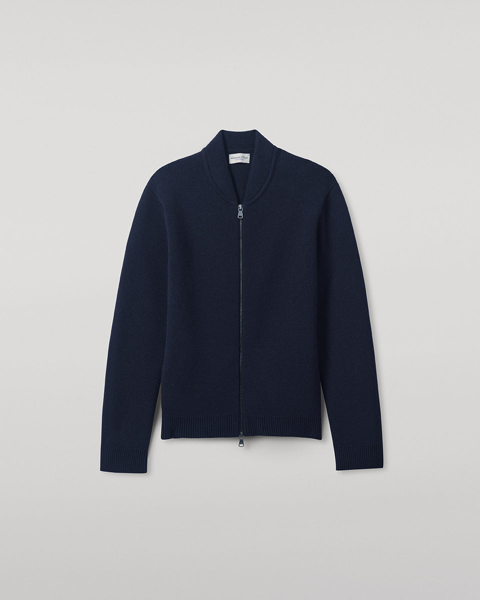 Johnstons of Elgin - Cashmere Milano Stitch Dark Navy Zip Jacket