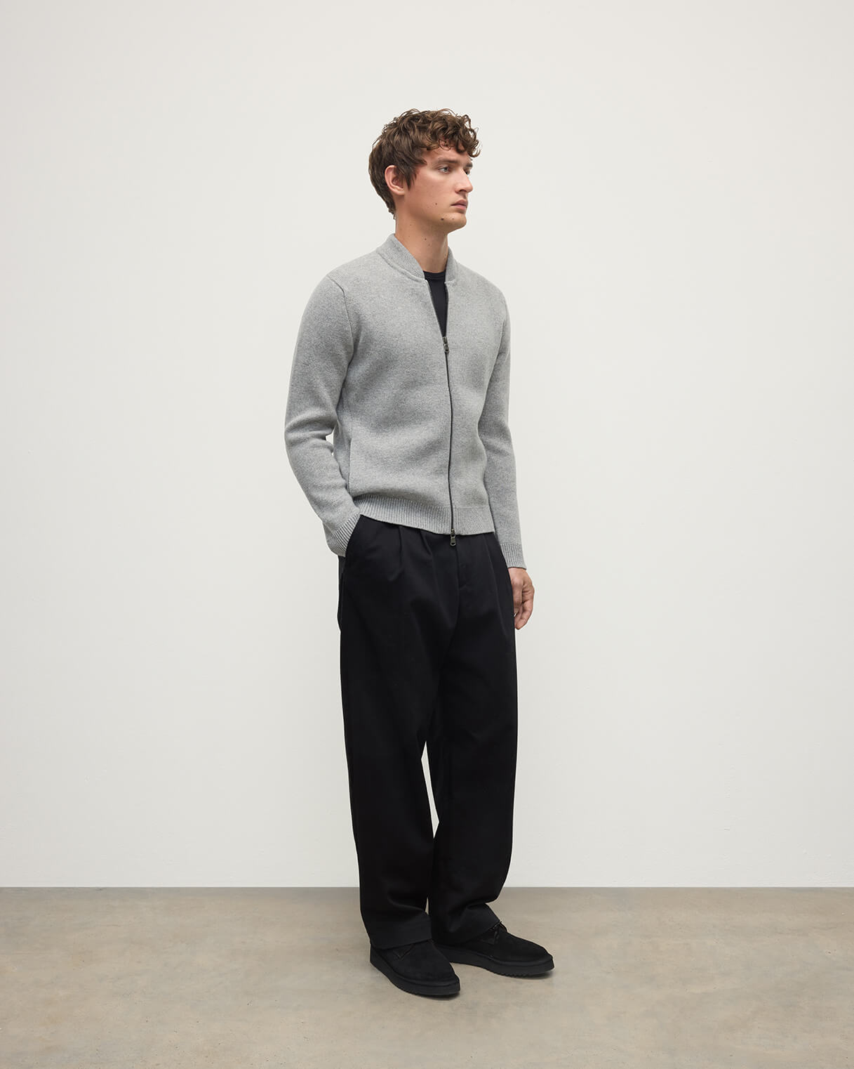 Johnstons of Elgin - Cashmere Milano Stitch Light Grey Zip Jacket