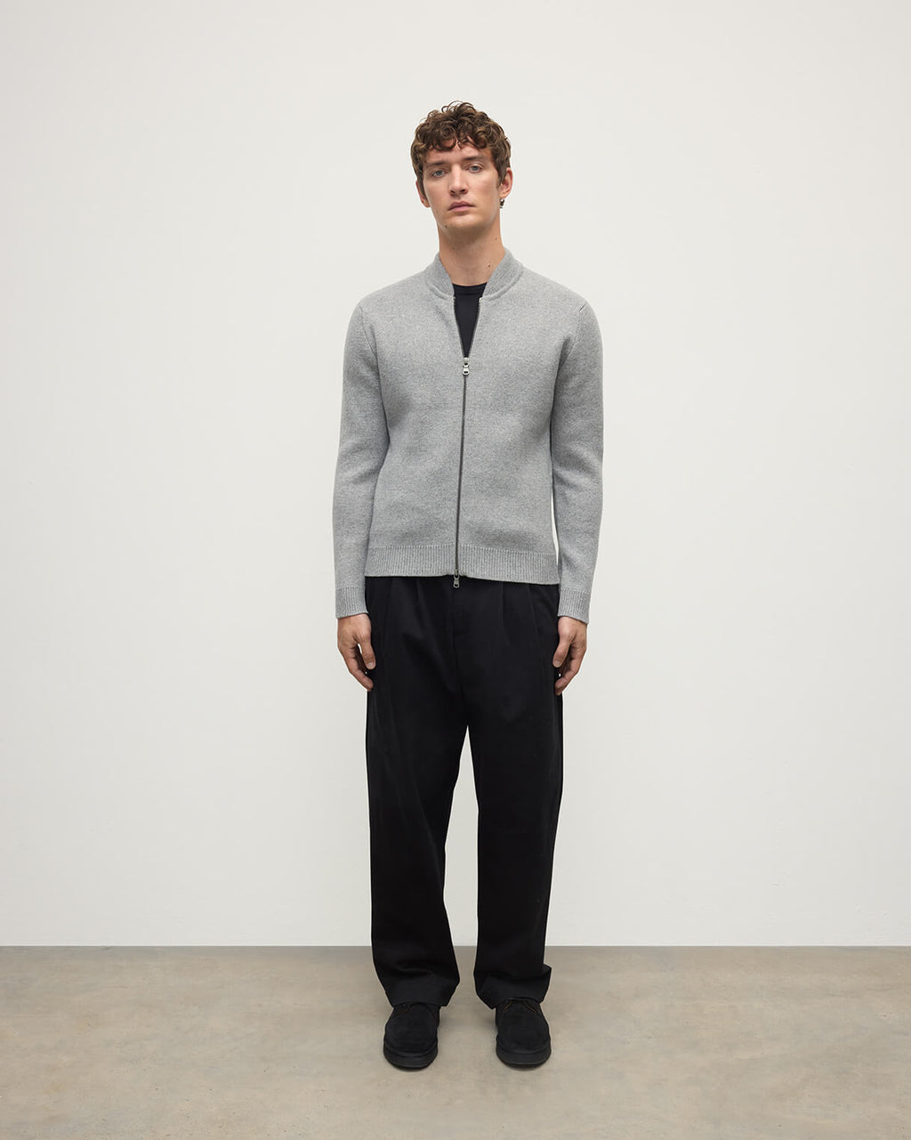 Johnstons of Elgin - Cashmere Milano Stitch Light Grey Zip Jacket