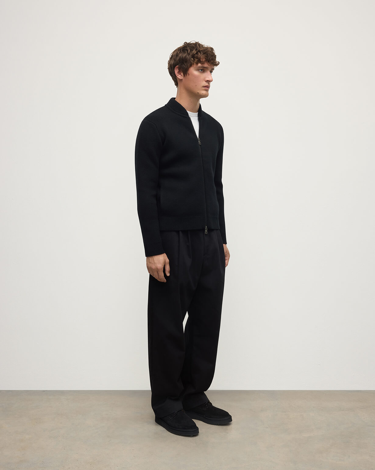 Johnstons of Elgin - Cashmere Milano Stitch Black Zip Jacket