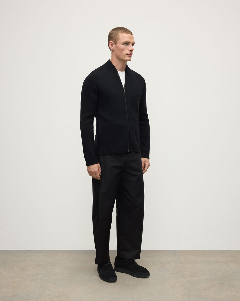 Johnstons of Elgin - Milano Stitch Black Cashmere Baseball Jacket
