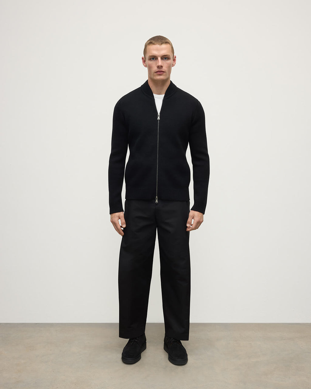 Johnstons of Elgin - Milano Stitch Black Cashmere Baseball Jacket