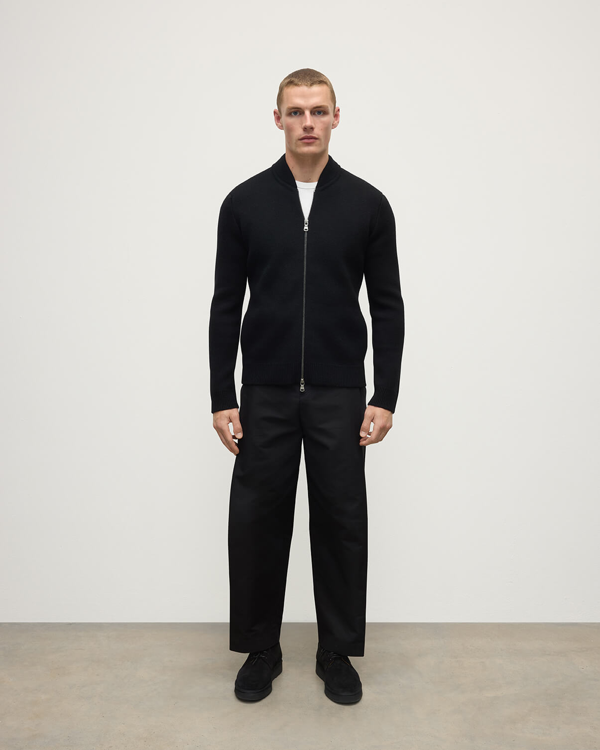 Johnstons of Elgin - Milano Stitch Black Cashmere Baseball Jacket